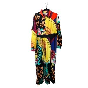 Rosewe XXL Colorful Abstract Print Shirt Dress